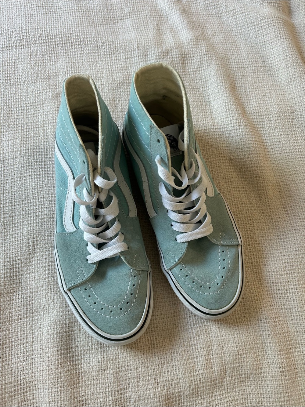 Vans High-Top Sneakers in Light Teal with White Stripe